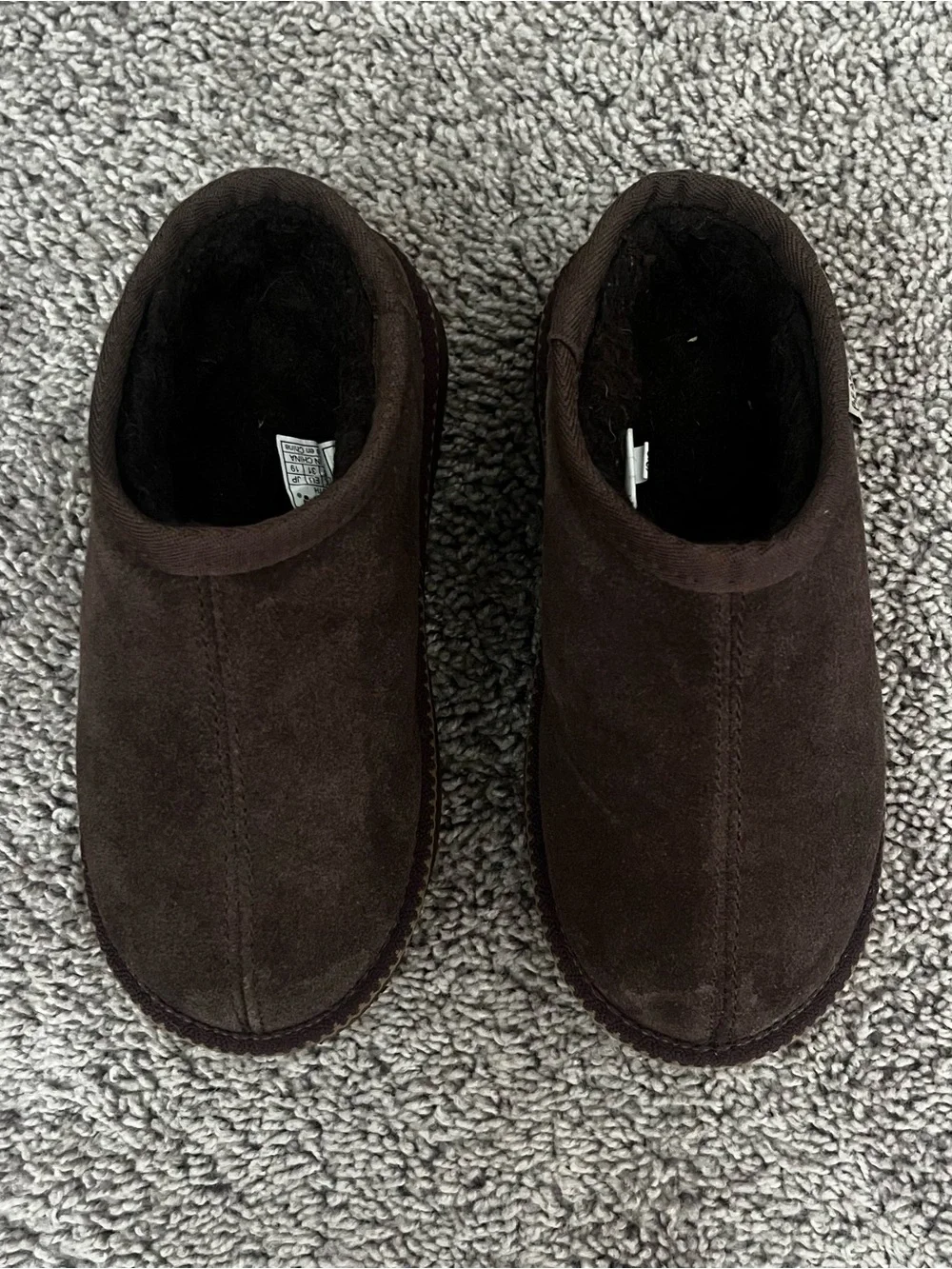 Bearpaw Girls’ Slip-On Suede Moccasin Slippers in Dark Brown